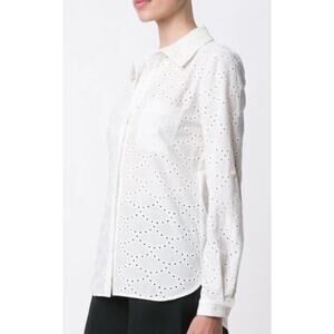 DIANE VON FURSTENBERG Size 8 DVF Lorelei Two Ivory Eyelet Blouse Top $268 Silk